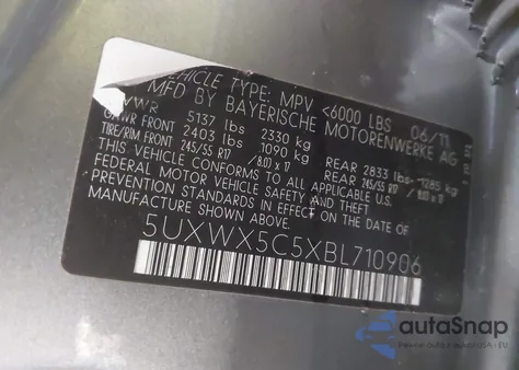 2011 BMW X3 xDrive28I from USA, damaged, VIN 5UXWX5C5XBL710906